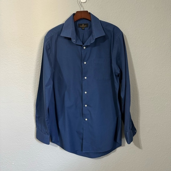 Valerio Garati Fitted Man Blue Collared Long Sleeves Button-Down T-Shirt Sz L - Picture 1 of 14